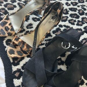 Worthington Black and Leopard Print Heels